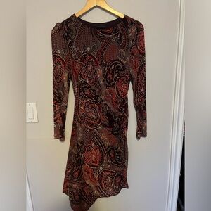 Elegant Paisley Dress - Red and Black
